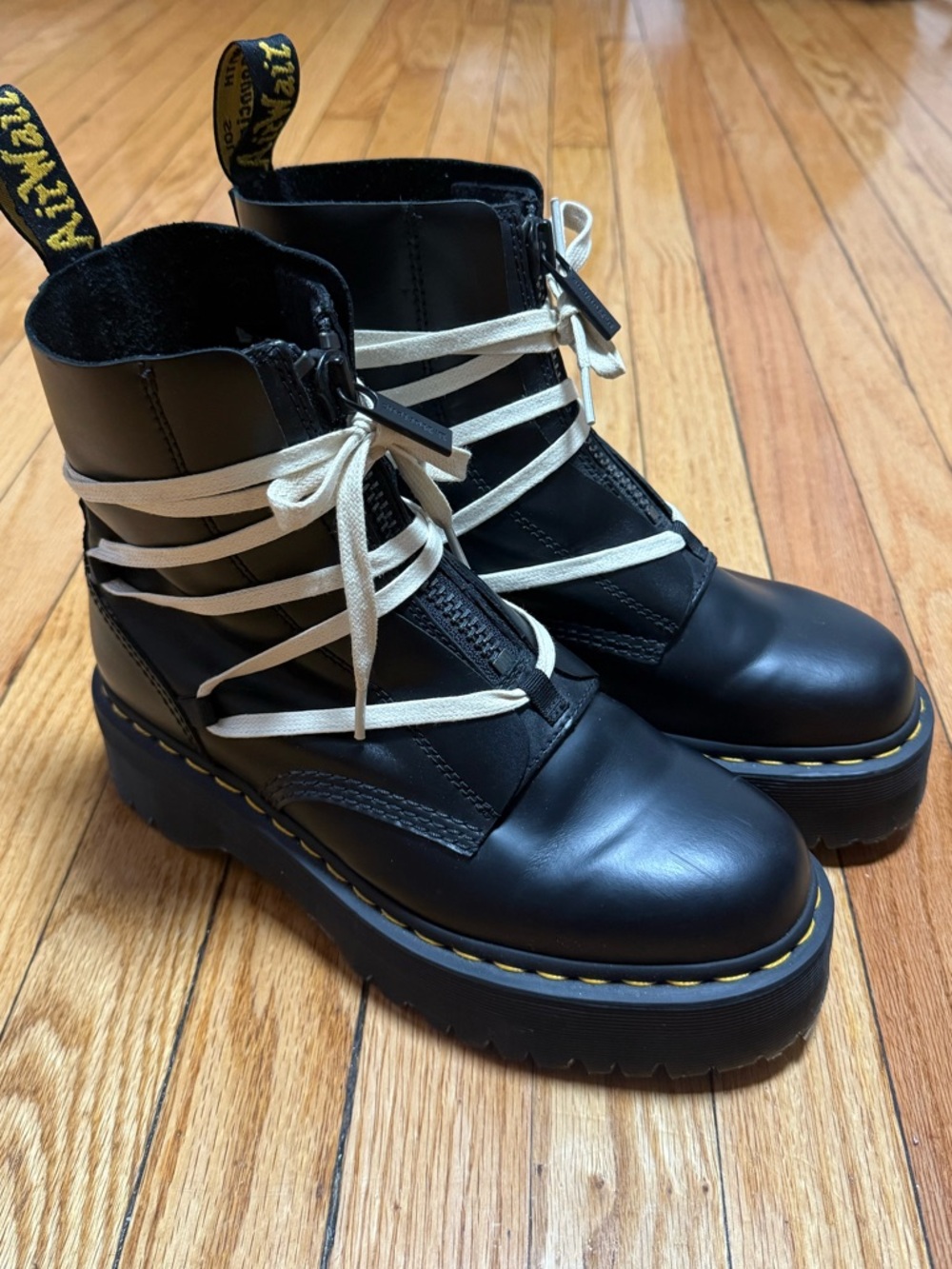 Dr. Martens Black Leather Combat Boots – Zip Front / Platform Style - Picture 2 of 7